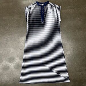 Vintage Star Shine Turtle Navy Striped Size 14 Medium Polo Dress